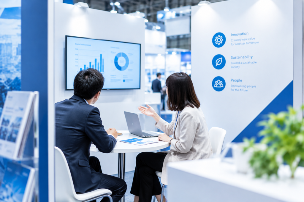 展示会ブース商談イメージ画像